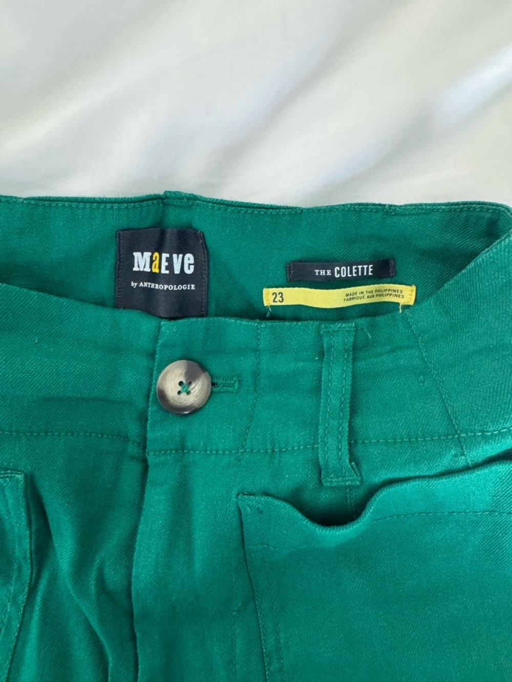 Maeve Colette High-Rise Pants in Teal Green